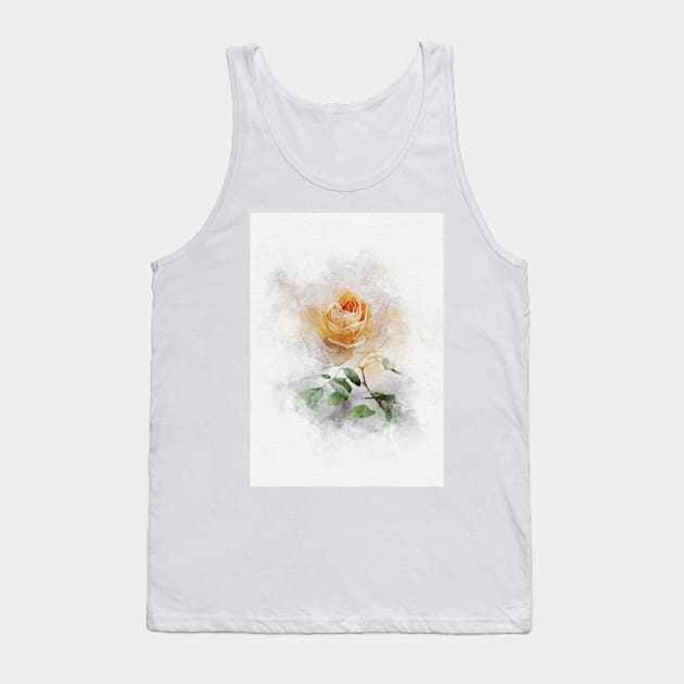 Yellow Rose Watercolor Tank Top by joanniecandi